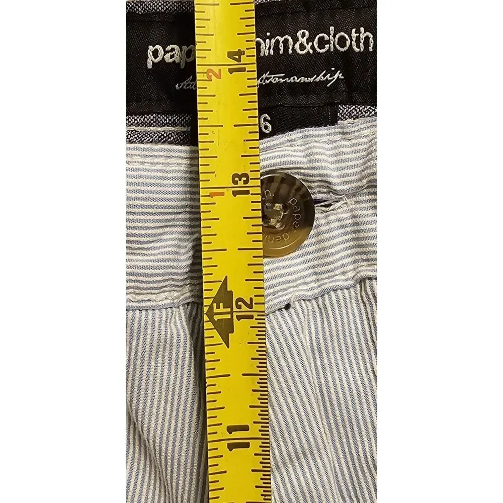 Paper Denim Co Seersucker Chino Shorts Cotton White Blue Striped‎ 37* (*Tag 36)
